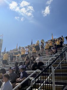 Group of people on bleachers